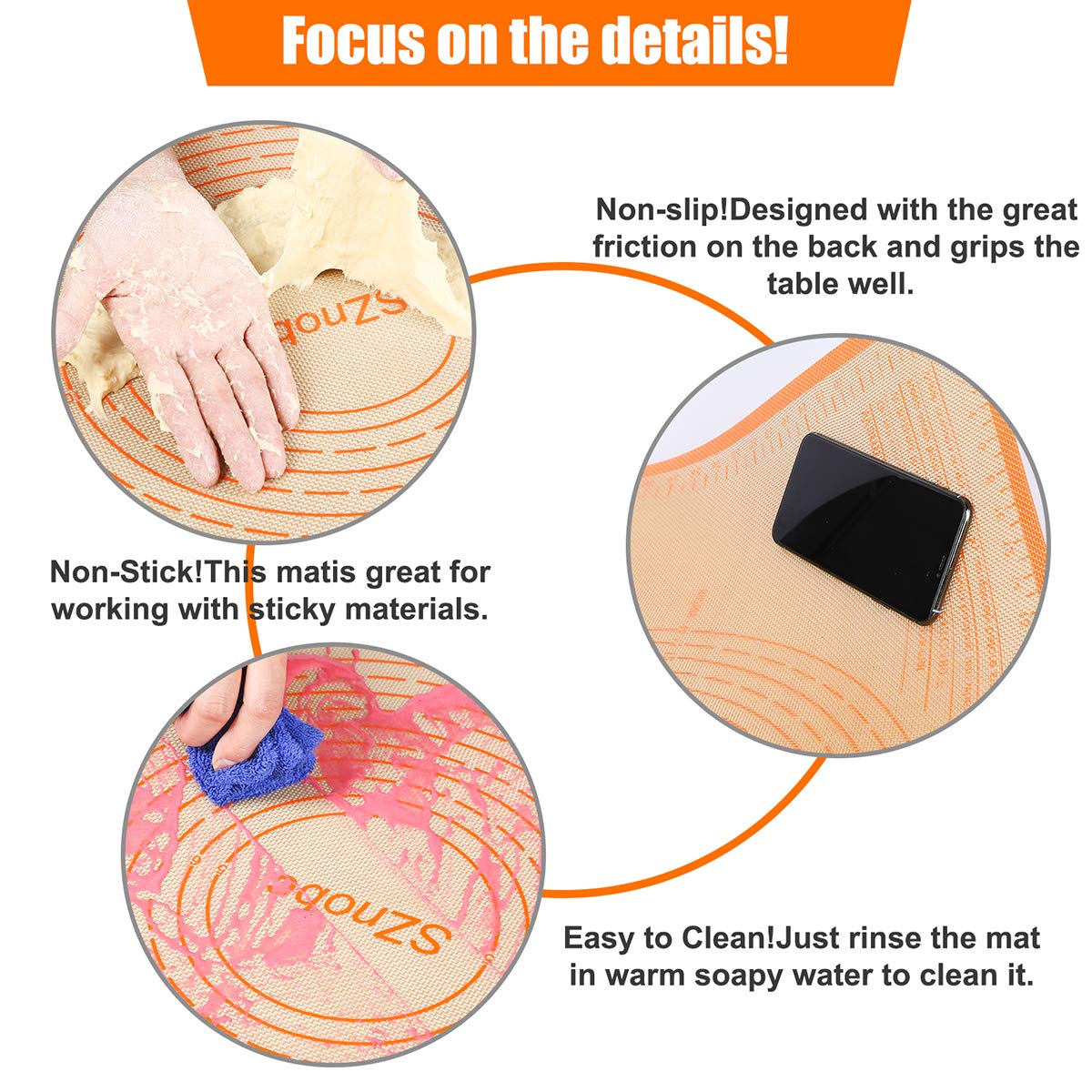 Silicone Pastry Mat 34X26 inch Baking mat Perfect for Dough, Pastry, Pie Crust, Fondant, Cookies, Bread, Pasta/Pizza,Pastry Board, Kitchen Counter Mat