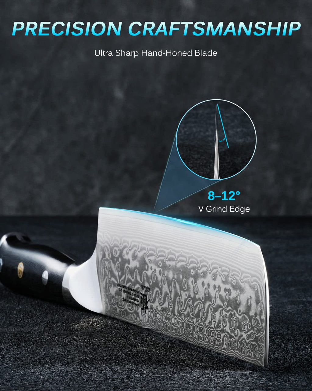 KYOKU 7" Damascus Nakiri Knife,UPGRADED Japanese Chef Knife with Silver Ion Coating,Ultra Sharp VG10 Stainless Steel Kitchen Vegetable Cutting Knives for Professional & Home Chefs Cooking Meat Cleaver