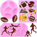 Mujiang Ball Silicone Molds Rugby Football Fondant Molds Sports Theme Molds For Cake Decorating Chocolate Gum Paste Candy Polymer Clay Set Of 3