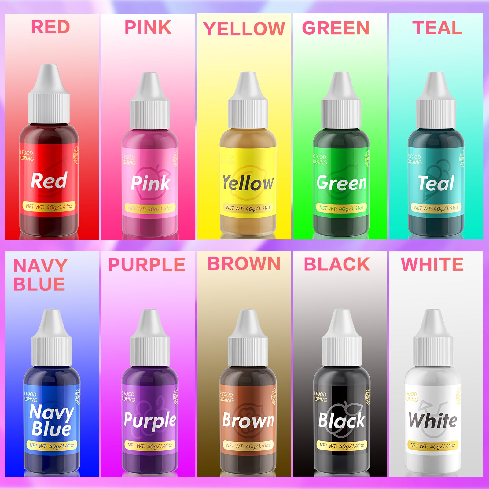 Gel Food Coloring for Cake Decorating - 40g Concentrated Assorted Edible Colors - Vibrant Tasteless Food Dye Professional-Grade Dye for Easter Eggs Fondant Cookies Frosting Royal Icing Baking - Teal