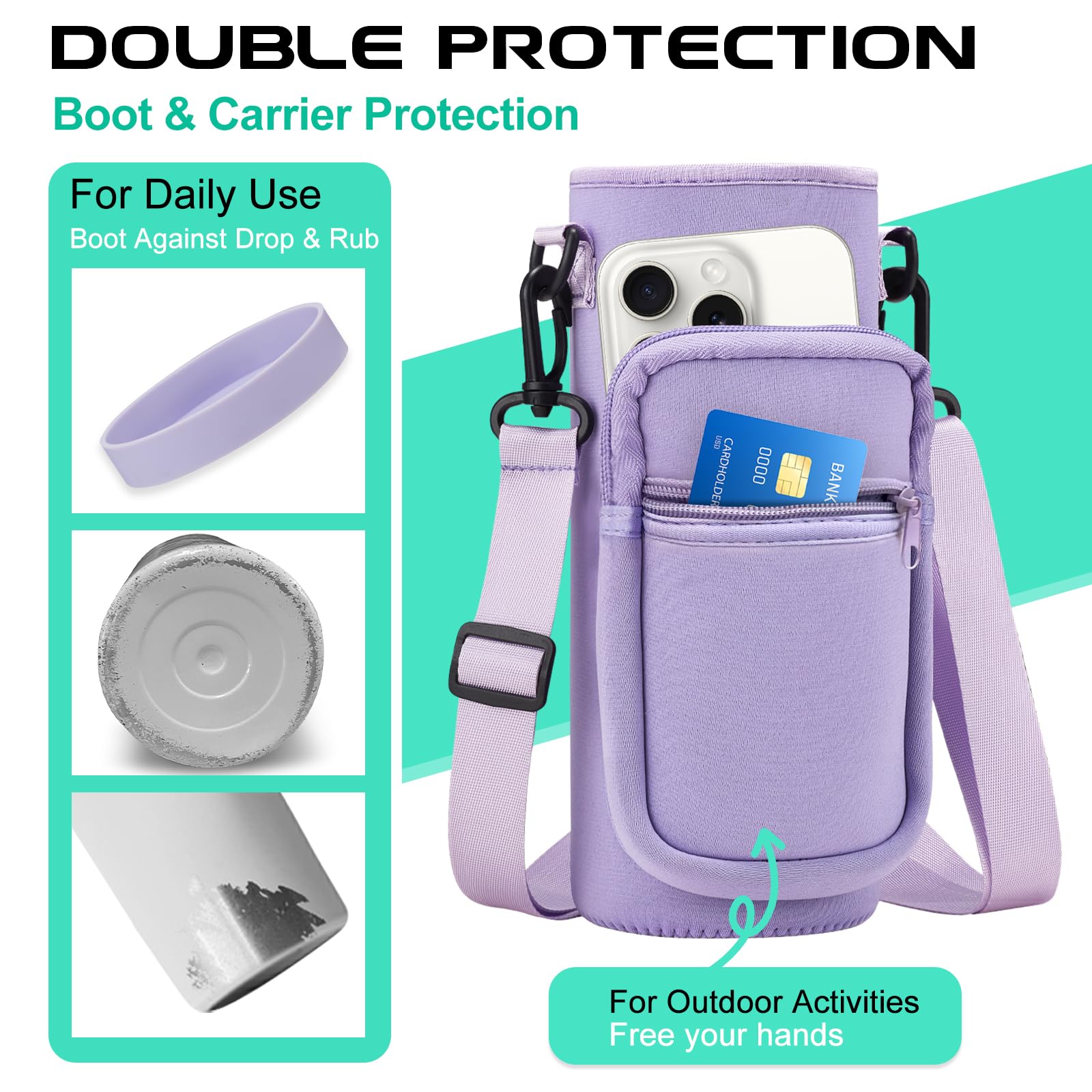 40 oz Water Bottle with Straw - Insulated Vacuum Water Flask with Straw & Auto Spout Lid, Paracord Handle & Carrying Pouch, Keep Cold 48H Hot 24H, Sweat-Proof Thermal Water Jug with Strap for Hiking