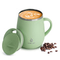 Ideus 16 oz Insulated Coffee Mug with Handle and Lid, Double Wall Stainless Steel Vacuum Thermal Coffee Mug, Travel Coffee Cup Thermal Cup for Home and Office, Avocado Green