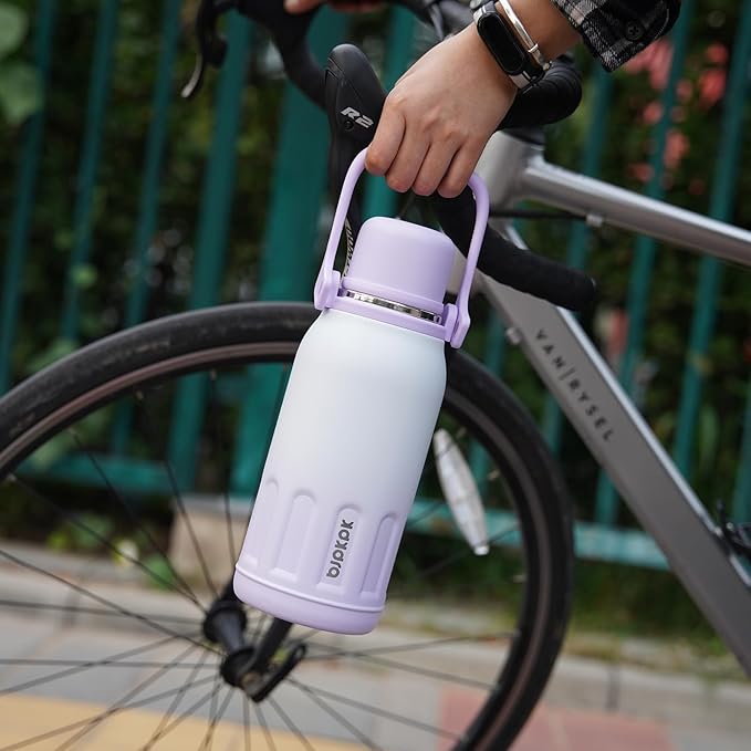 BJPKPK Insulated Water Bottle 50oz BPA Free Stainless Steel Water Bottles with Handle and Lid Travel Metal Thermos,Purple Pearl