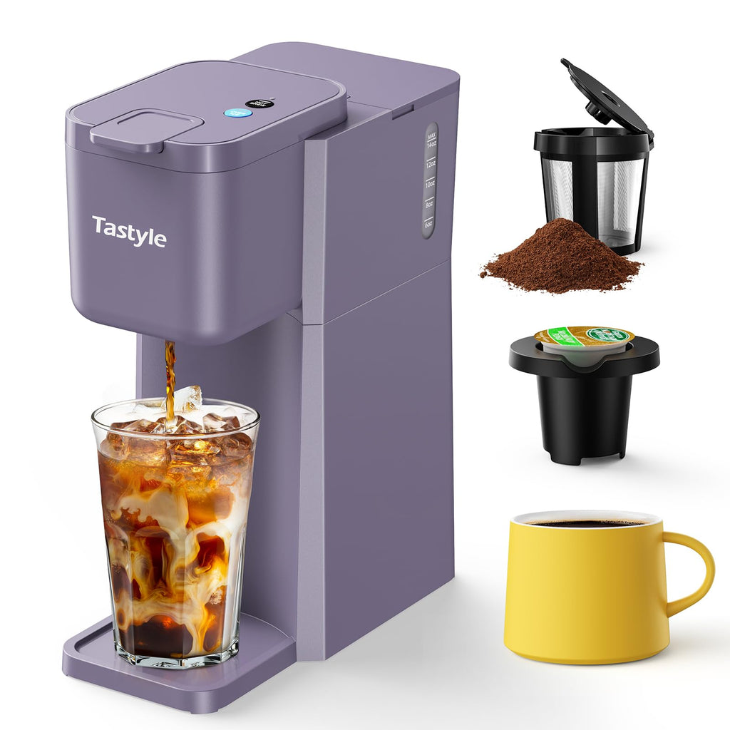 Tastyle Mini Single Serve Hot and Iced Coffee Maker for K Cup and Ground