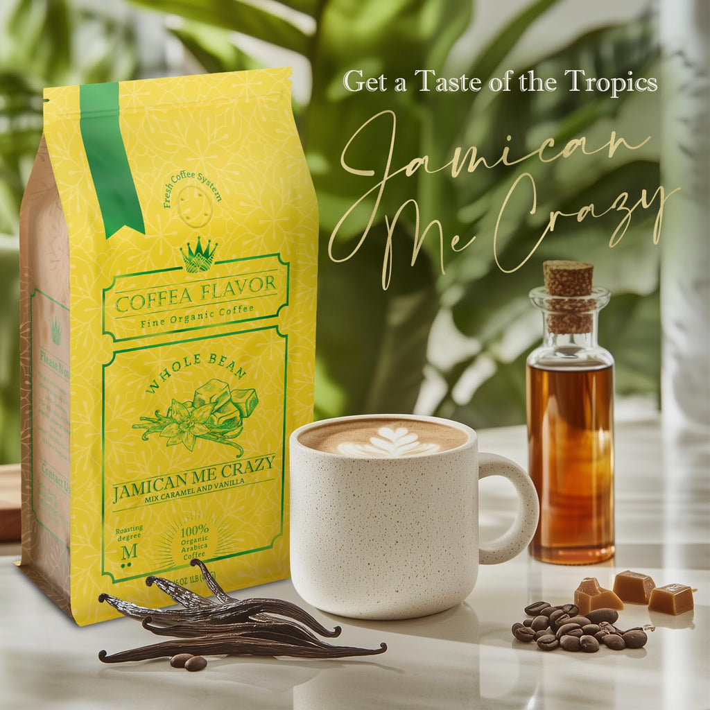 Organic Whole Bean Coffee Medium Roast (16oz) - Jamican Me Crazy Flavored