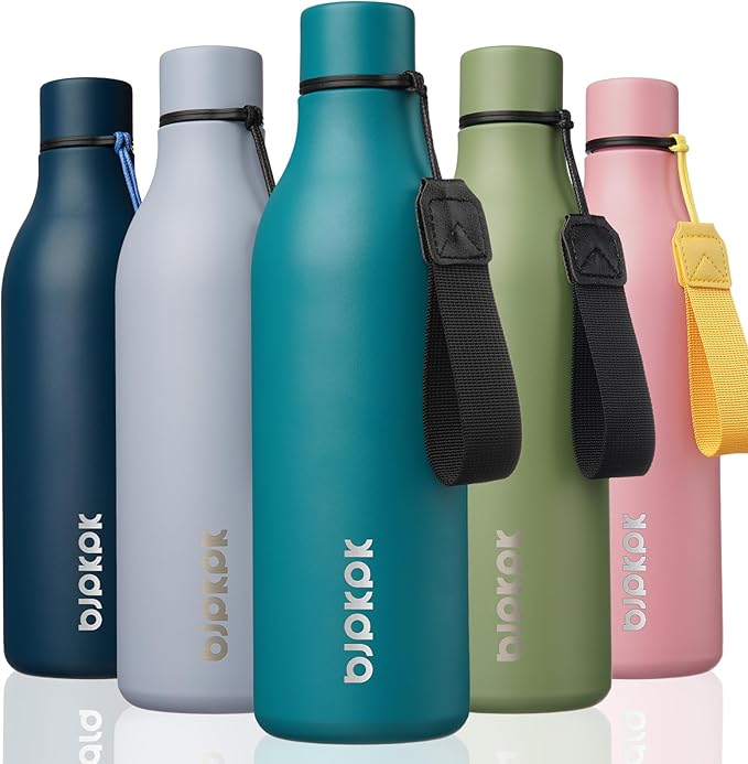 BJPKPK 18oz Insulated Water Bottle, Stainless Steel Bottle with Carry Strap