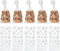 uxcell 100pcs Snowflake Treat Bags, Cookie Bags with Twist Ties for Candy Package Christmas Holiday Winter Party Favors, White