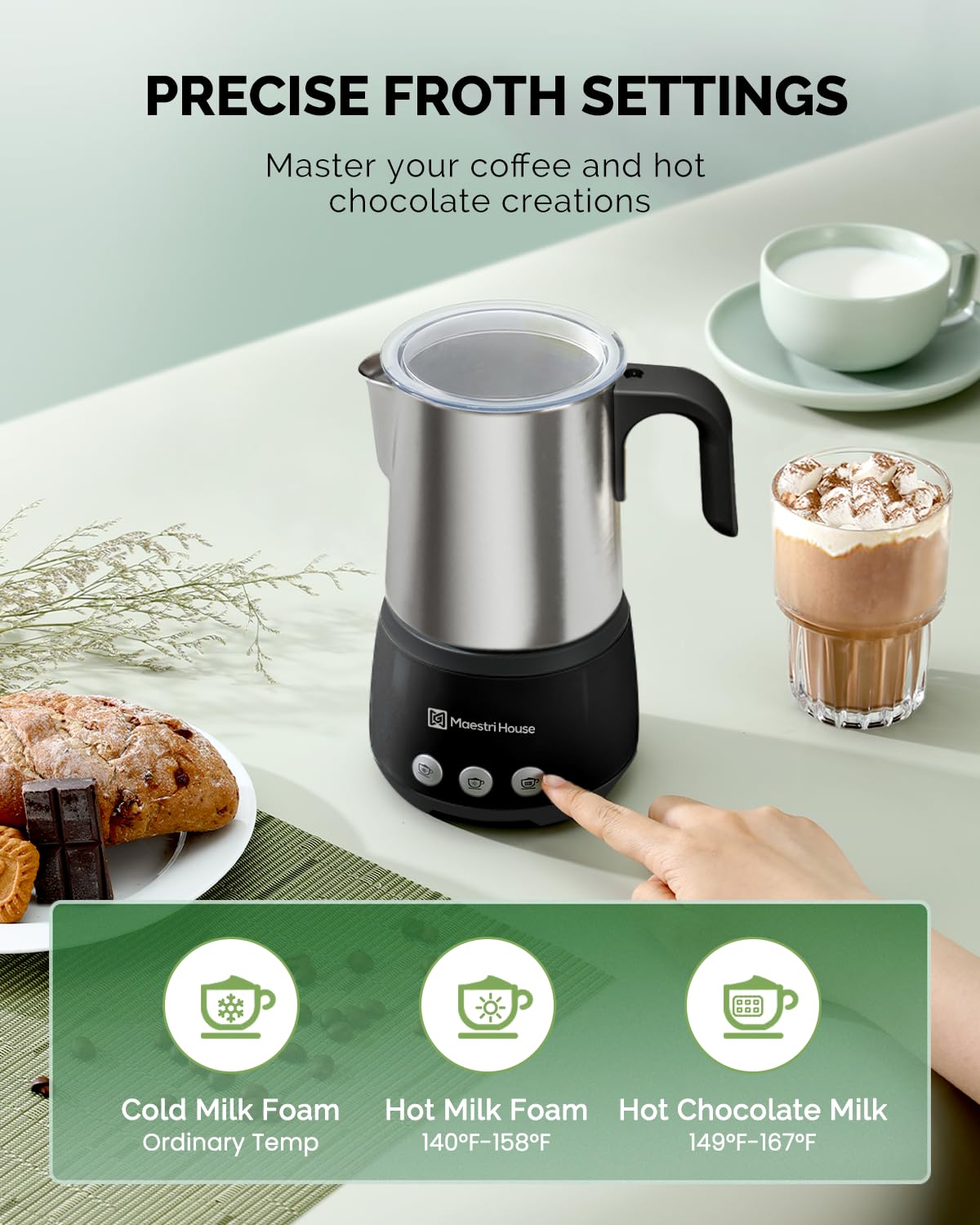Maestri House 16.9OZDualFro 400 Electric Milk Steamer and Frother