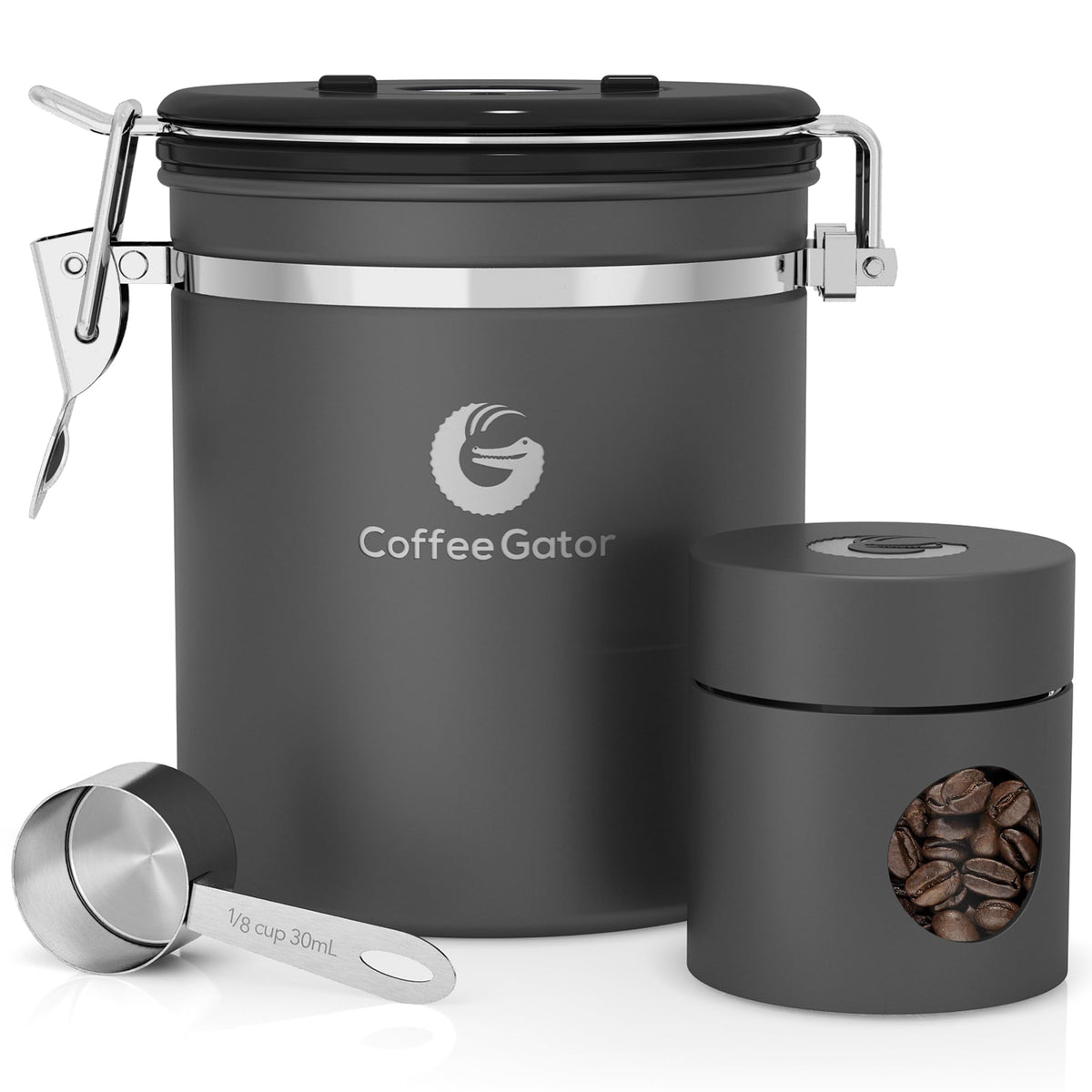 Coffee Gator Coffee Canister, 22oz Airtight Stainless Steel Container