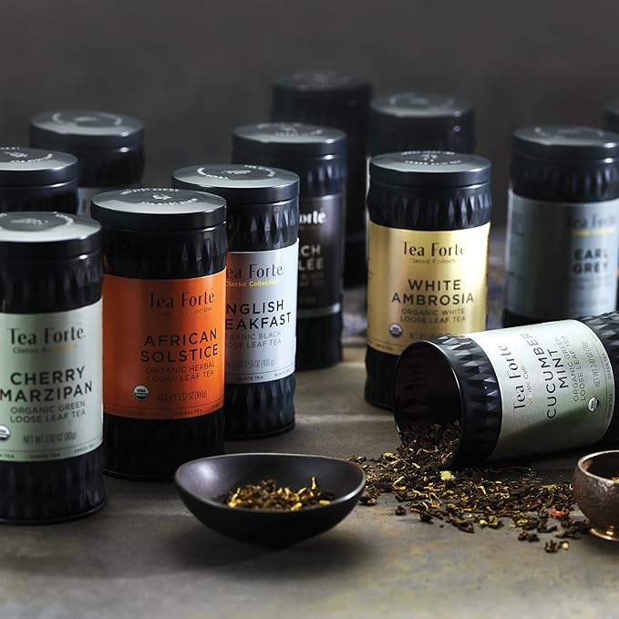 Tea Forte Orchid Vanilla Premium Organic Loose Leaf Caffeinated Black Tea Blend Canister, Makes 35-50 Cups