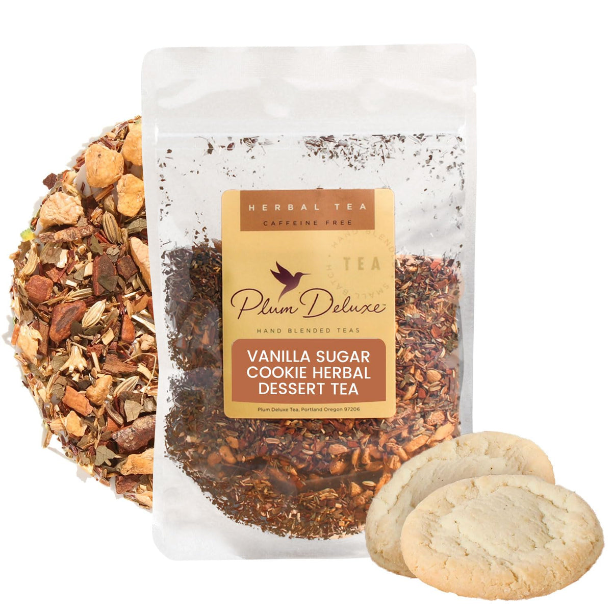 Herbal Tea Sampler – 5 Caffeine-Free Loose Leaf Blends for Sleep and Relaxation, Fruity and Dessert-Inspired Flavors, 75 to 100 Cups – Handcrafted in USA – Plum Deluxe