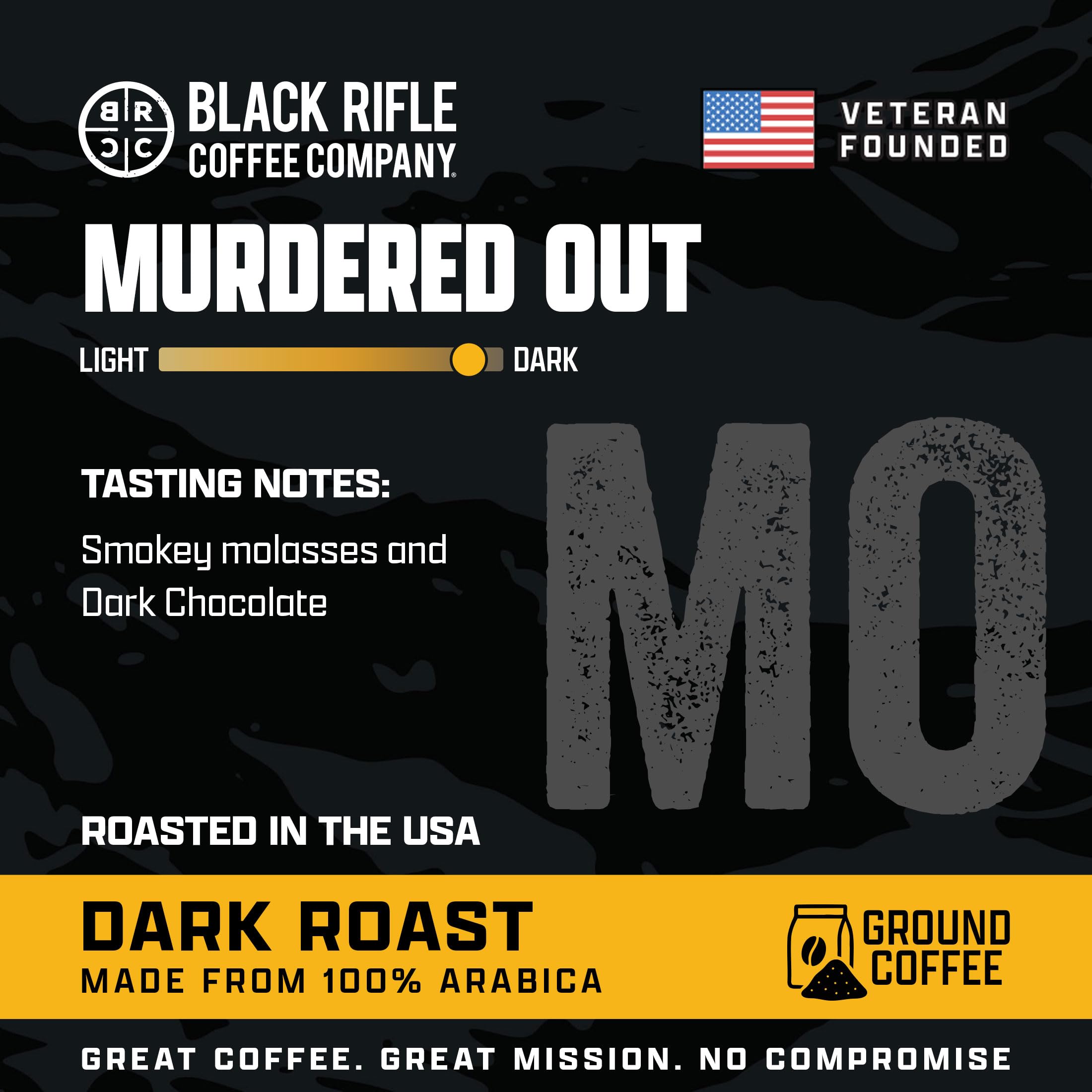 Black Rifle Coffee Company Murdered Out, Extra Dark Roast Ground Coffee, 12 OZ Bag