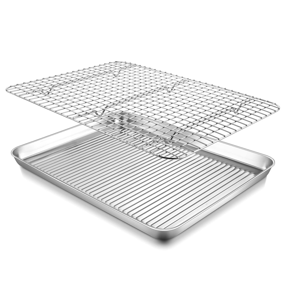 P&P CHEF Baking Pan with Wire Rack, Oven Sheet Tray, 12.5 x 9.7 x 1 Inch