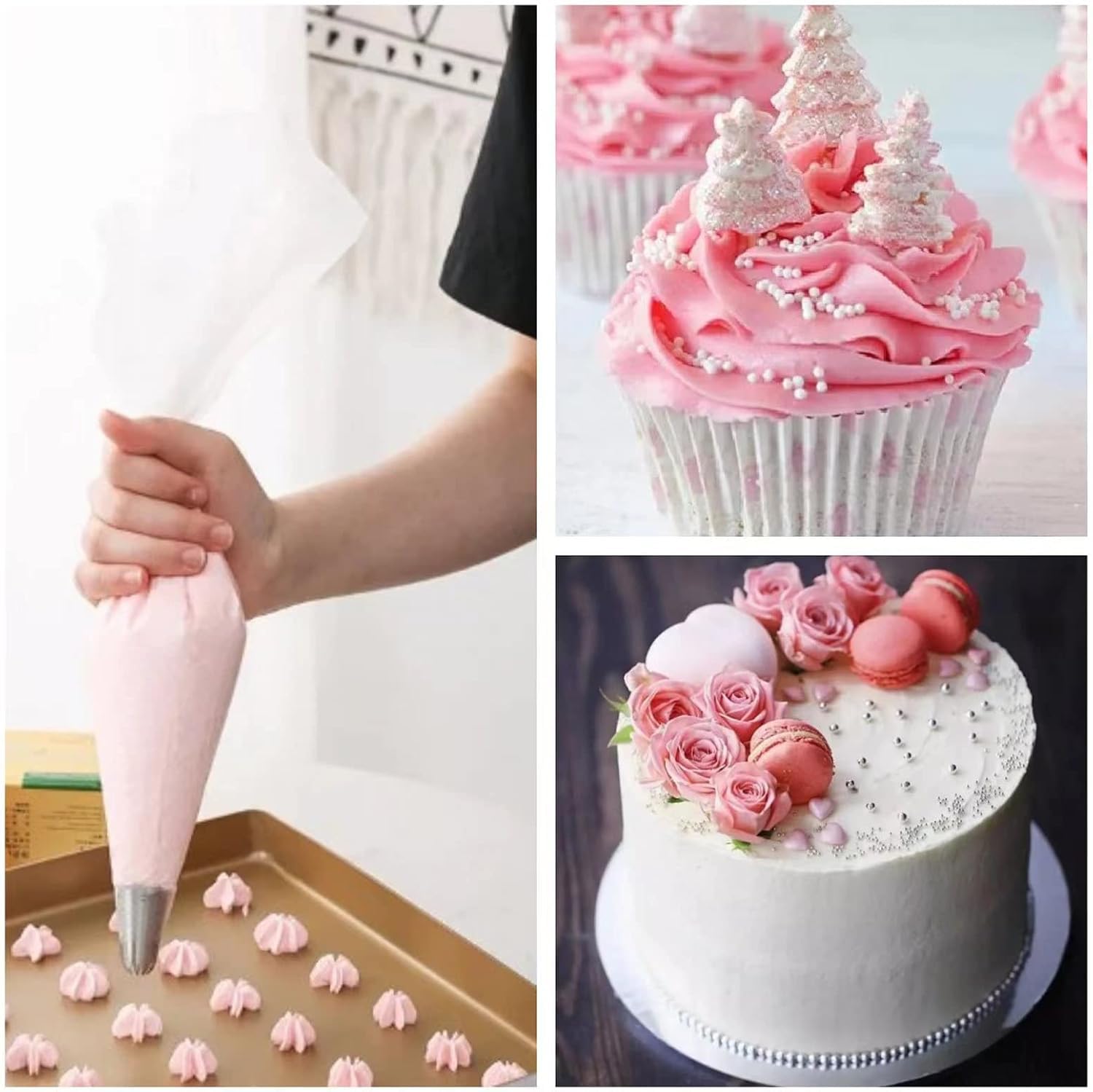 23 inch Frosting Piping Bag Disposable, AMBESTAR 200 Pieces Professional Clear Huge Thickened Cake Decorating Bag for Cream Frosting, Cakes and Cookies Decoration, Baking Lovers Accessories
