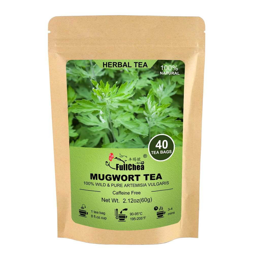 FullChea - Mugwort Tea Bags, 40 Count, Dried Mugwort Leaves