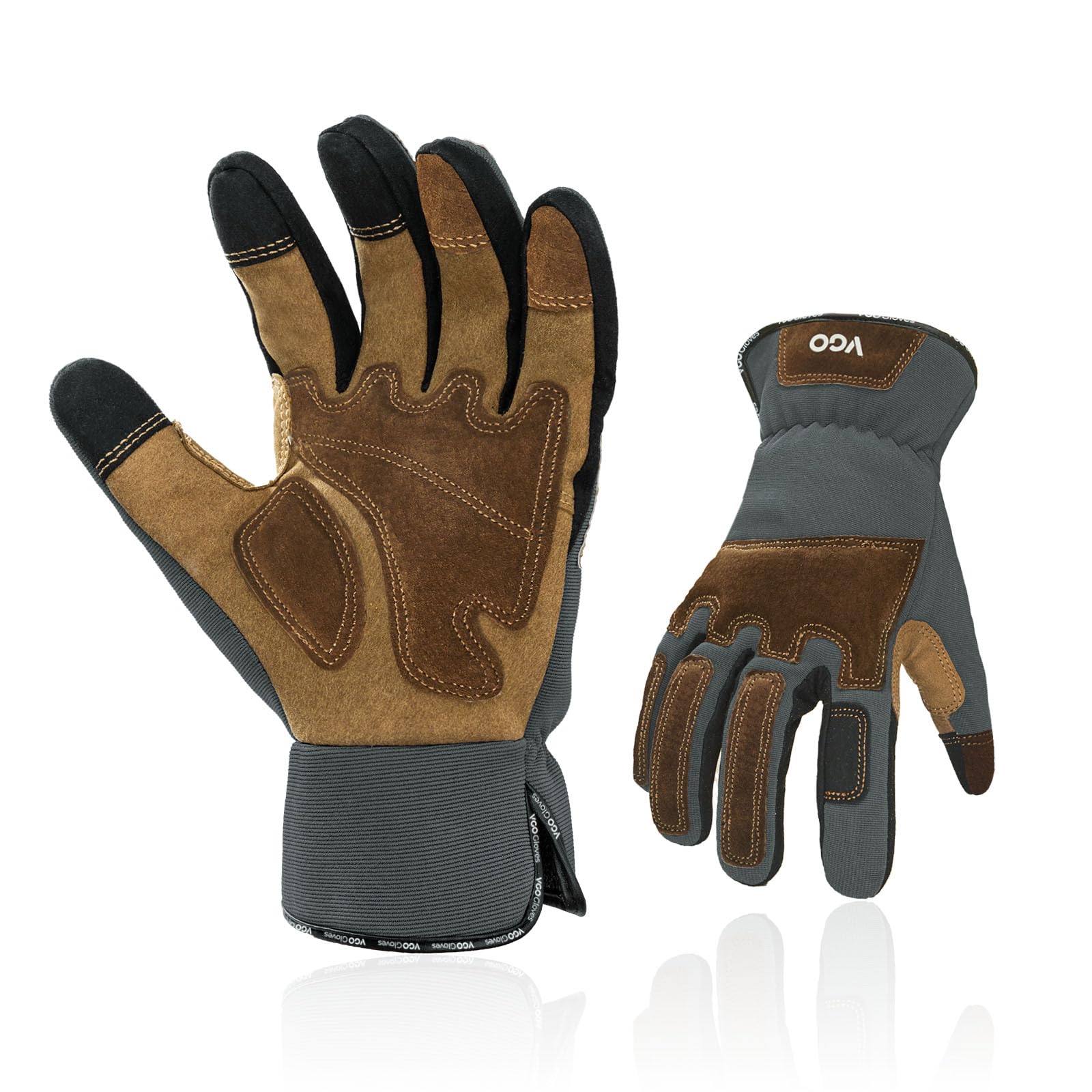 Vgo... 1-Pair Gardening Gloves Men, Safety Work Gloves, Puncture-proof, Thornproof, Touchscreen (Gray,S,SL7475)