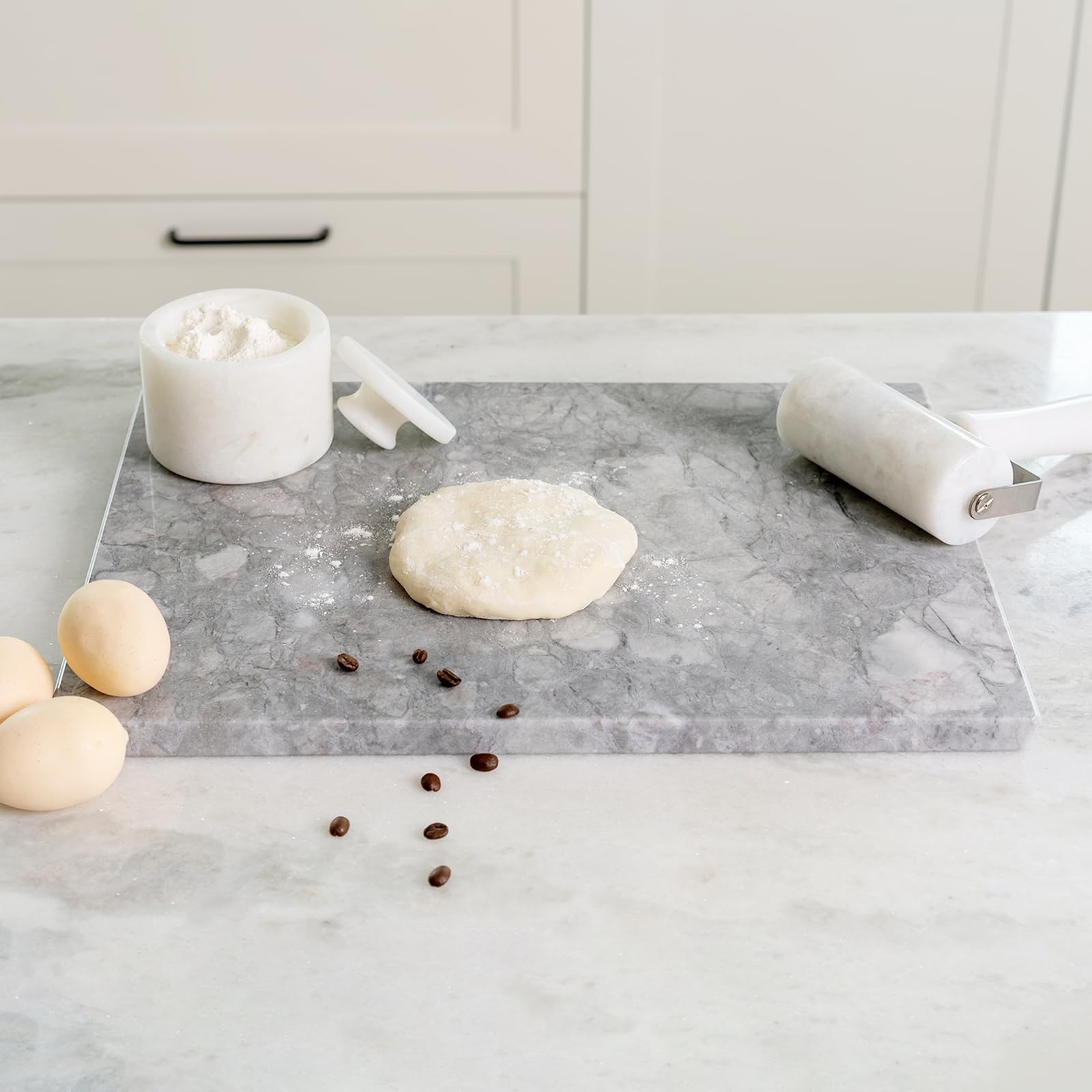 Koville Natural Marble Cutting Board for Kitchen Countertop, 16" x 12" Rectangular Marble Cutting Board Pastry Boards Cheese Boards for Home Decor, Resistant Stone Charcuterie Board Chopping Slab