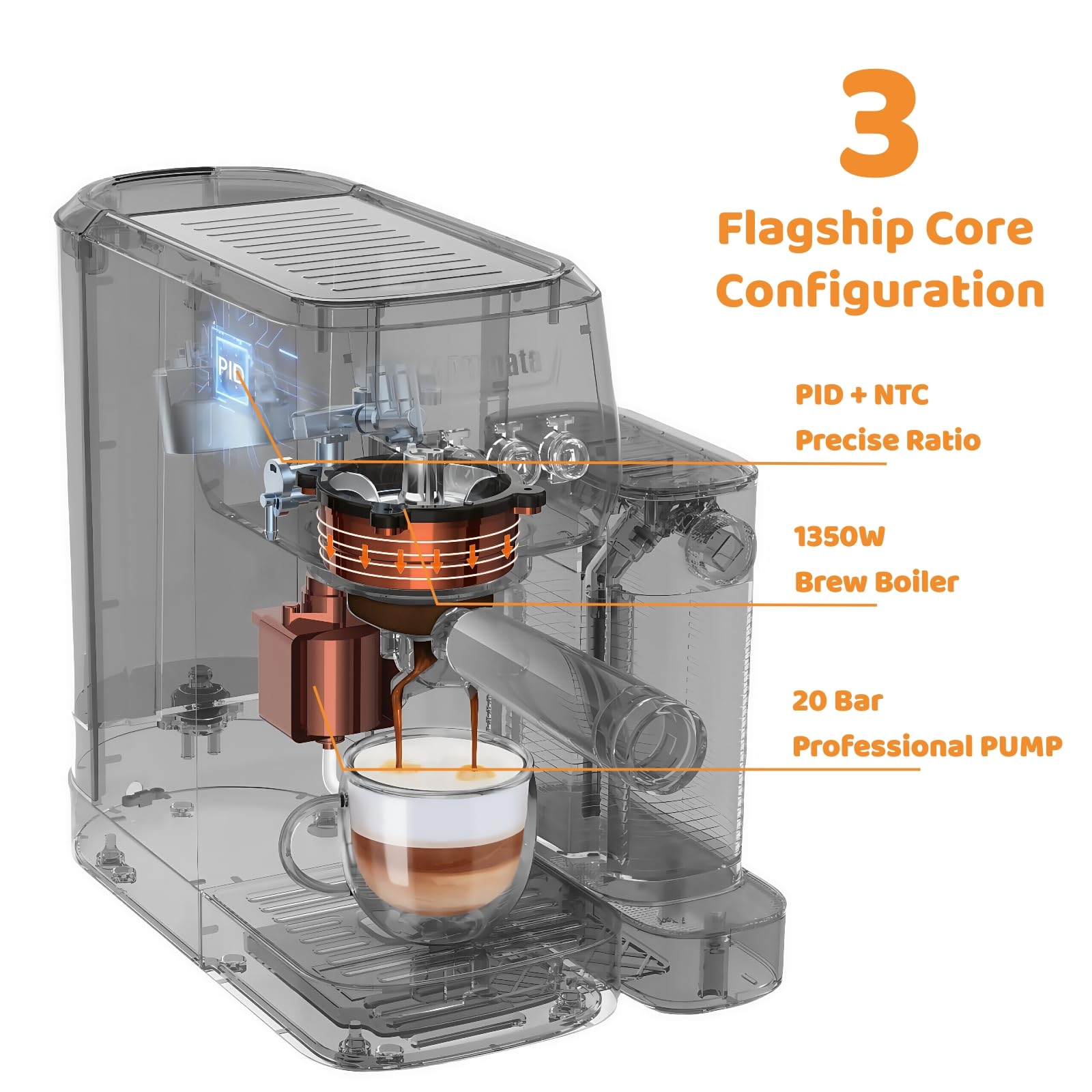 MAttinata 1632L Espresso Machine, Cappuccino Machine with Auto Milk Frother