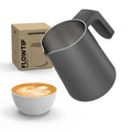 Subminimal FlowTip Milk Jug - Stovetop Milk Frothing, Foaming Pitcher for Barista-Style Coffee - Cappuccino & Latte Art Pouring Jug with Heat Resistant Handle - 450ml, Black