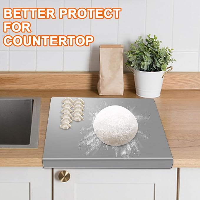 304 Stainless Steel Cutting Board with 2 Pack Non-Slip Mats, Yoposeo Heavy Duty Baking Cutting Chopping Boards for Kitchen, Meat, Fruits, Vegetables, Bread and Baking (23.6" X 15.7"/ 60 X 40cm)