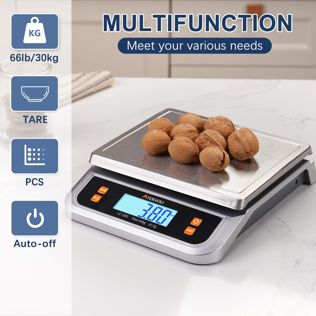 Atogou 88lb Food Scale, Commercial Kitchen Scale Plug-in Usable
