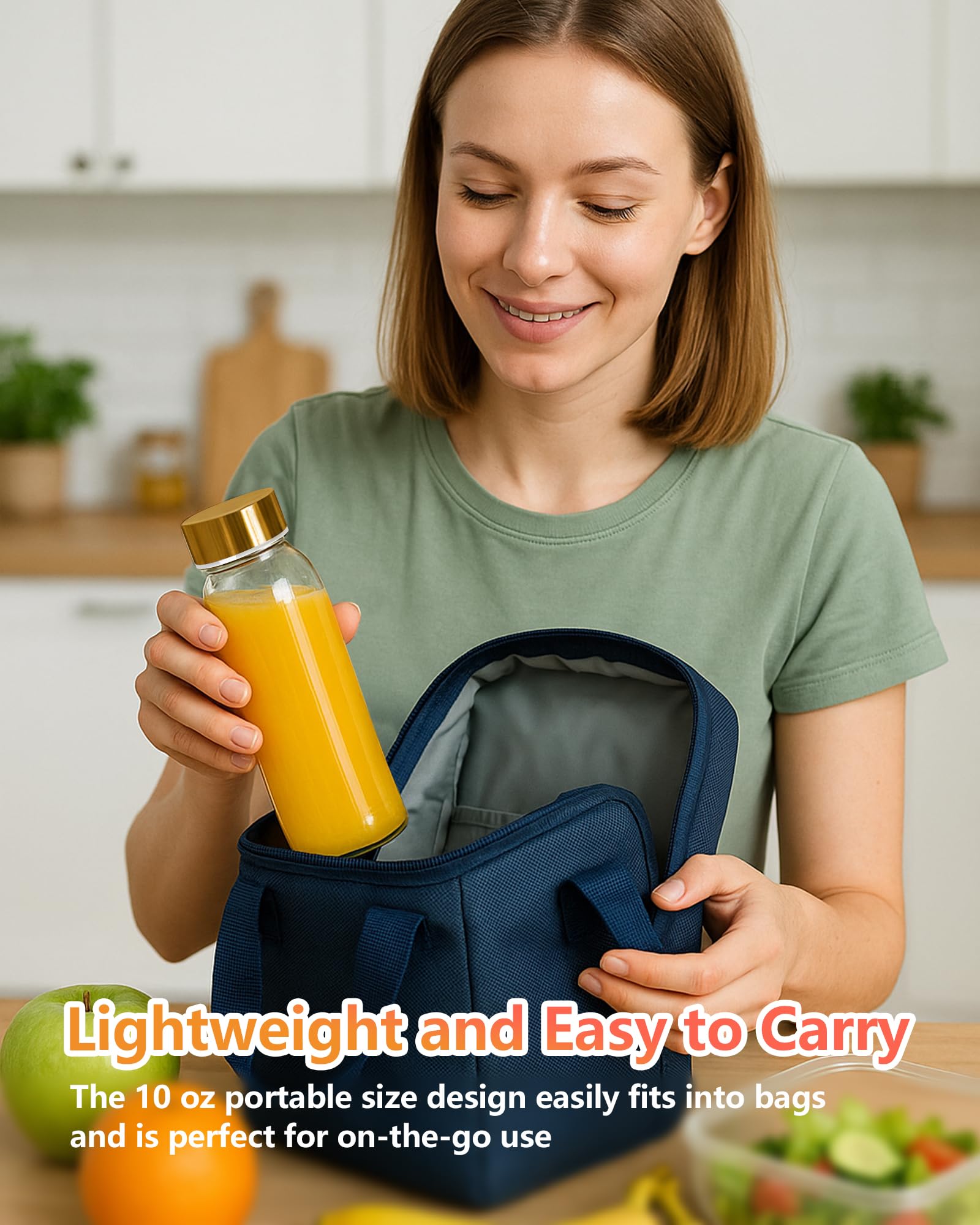 Zukro 10.5 oz Glass Juice Bottles with Stainless Steel Lids, Leak Proof
