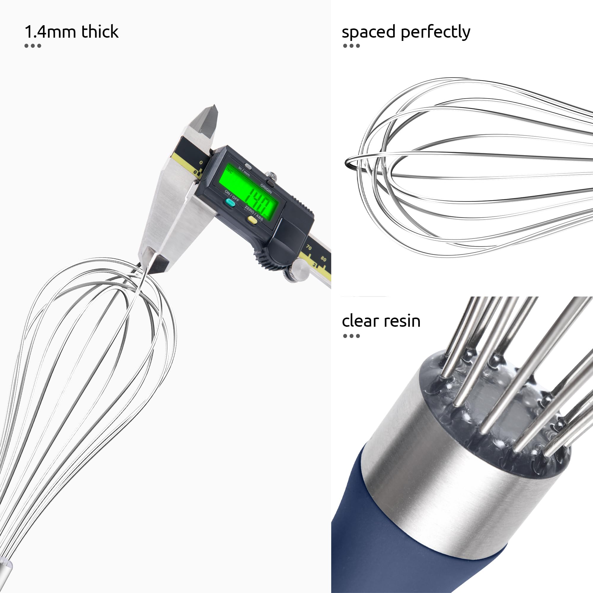 U-Taste Wire Whisk for Cooking, 18/10 Stainless Steel Wisk, S/Midnight Blue