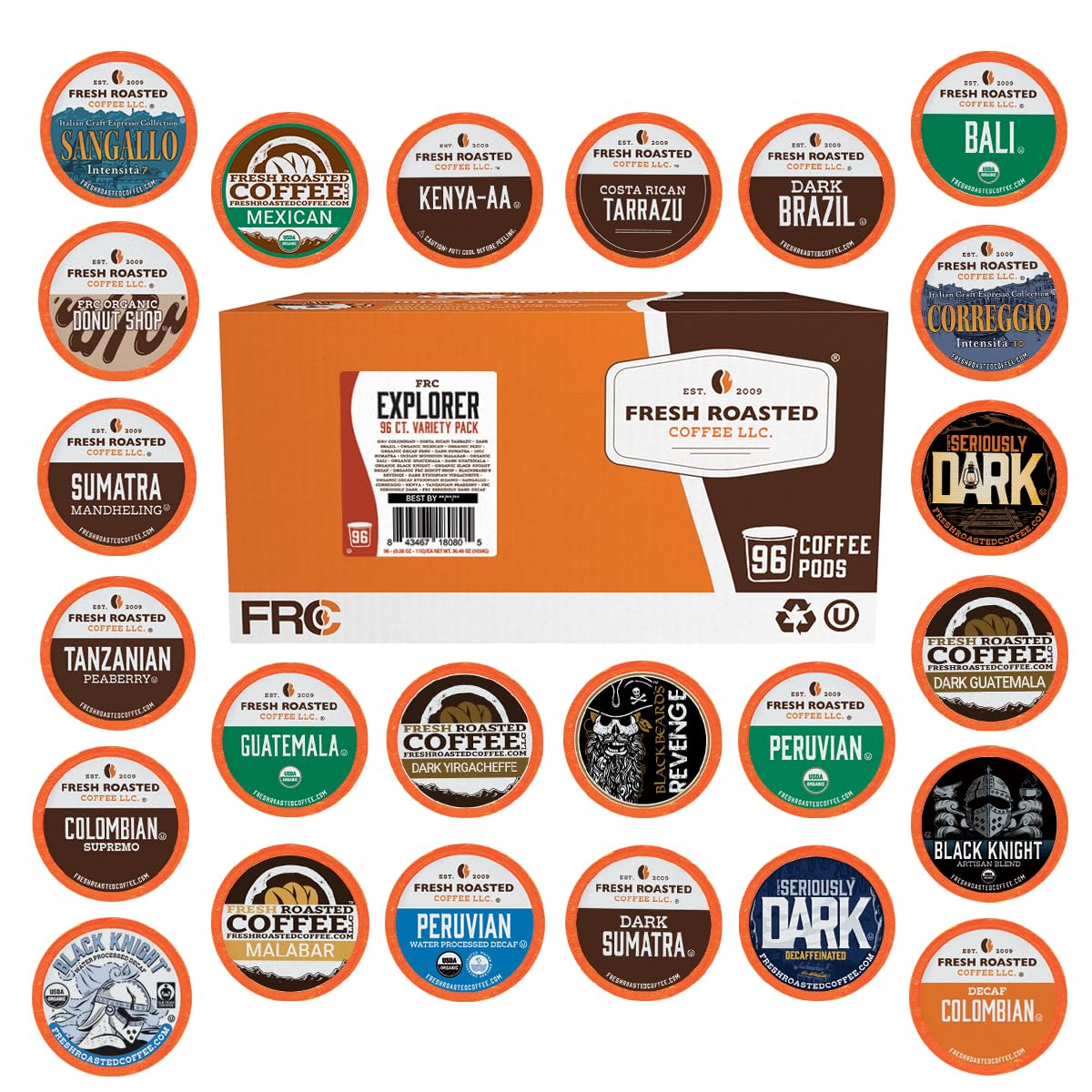Fresh Roasted Coffee, Organic Bali Blue Moon K-Cup Pods for Keurig Brewers, Medium Roast, USDA Organic, Kosher, 24 Count (Pack of 3)