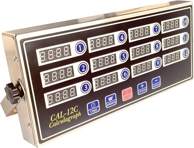 12 Channel Kitchen Timer Digital Kitchen Timer Loud Alarm Cooking Calculagraph Commercial Timer for Food Chips BBQ Pizza Bread Grilled Burger Coffee