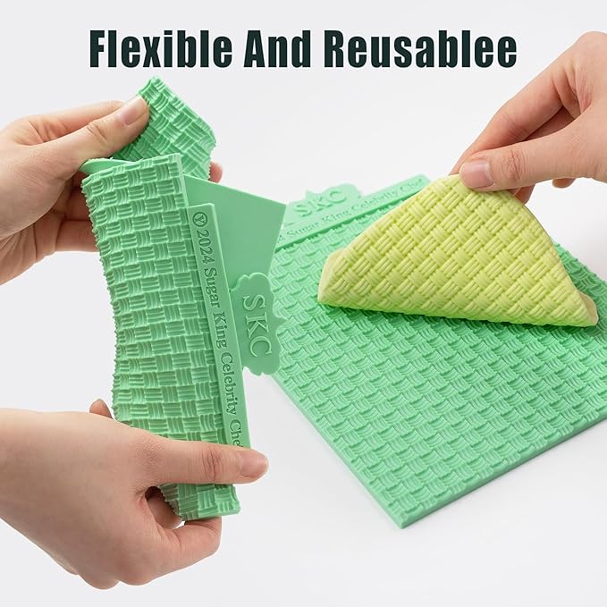 KALAIEN Sweater Texture Fondant Impression Mats Knit Fondant Embosser Texture Mats for Clay Cake Decorating Fondant Molds 1Pcs(Style 2)