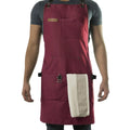 Asaya Chef & BBQ Apron with Pockets - Cross Back Canvas Cooking Apron for Women and Men, Adjustable Work & Grilling Aprons with Pocket, Bottle Opener and Hand Towel, 10oz Cotton Canvas (Red)