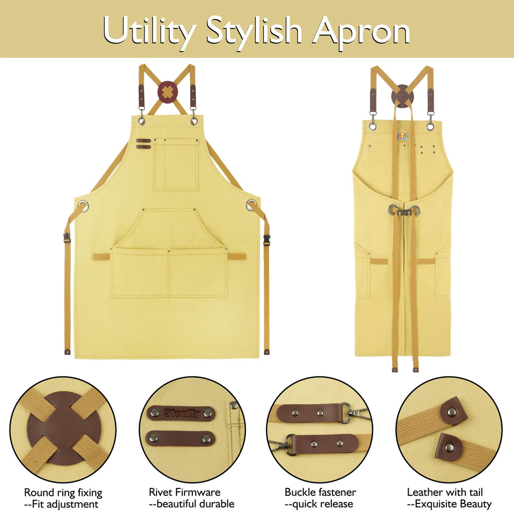 Stenffy 10 Pack Kitchen Apron, Work Apron, Canvas Apron, Amber