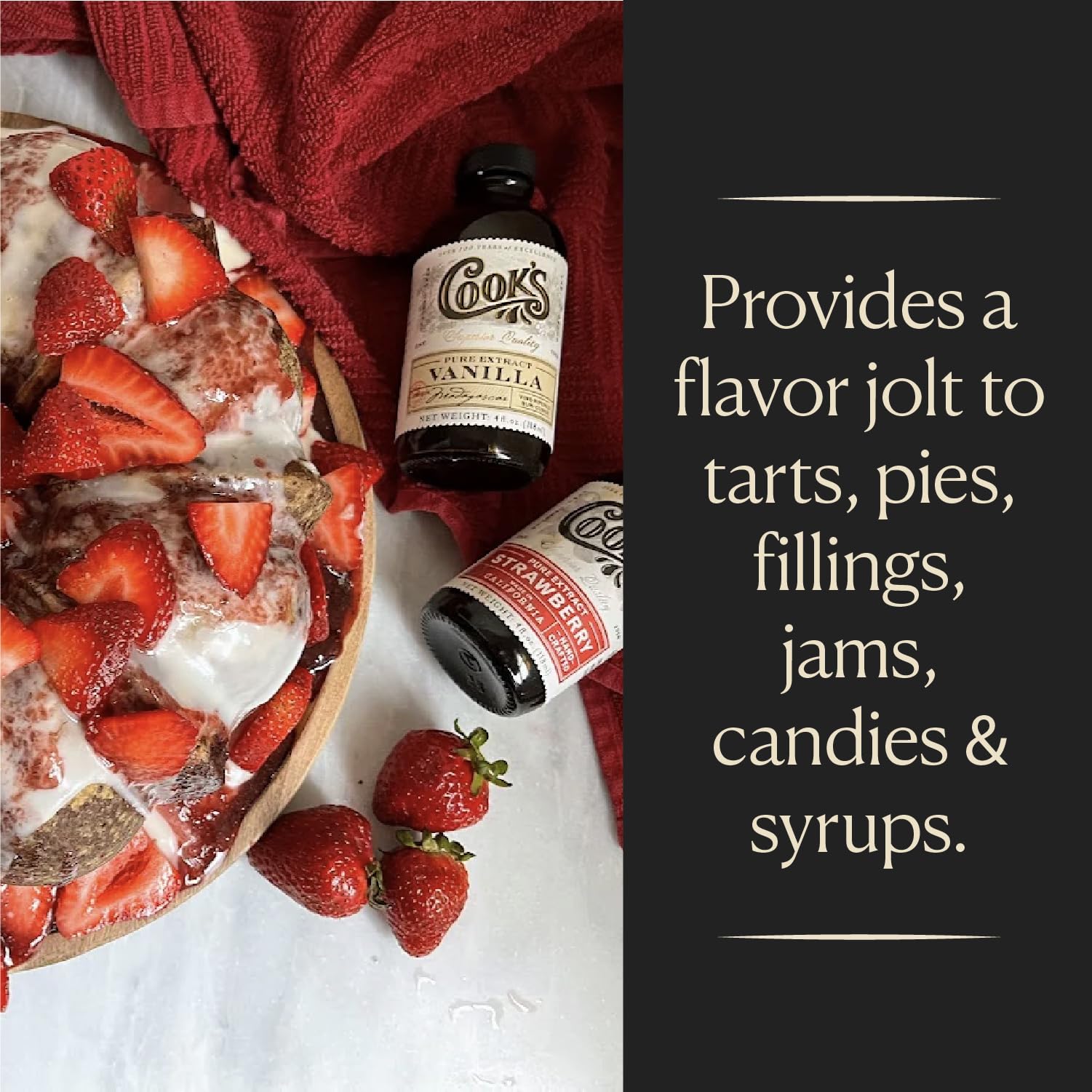 Cook's Strawberry Extract for Baking, Preserves, Syrup & Cakes, 8 oz