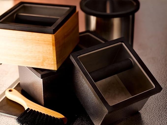 Rattleware Round Stainless Steel Espresso Knock Box with Splash Guard