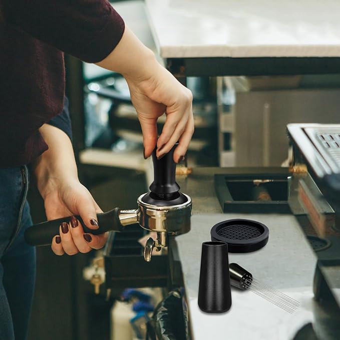 53mm Espresso Hand Tamper, 22 PCS Coffee Tamper Set, Espresso Accessories with 53mm Espresso Tamper, WDT Tool, Frothing Pitcher, Latte Art Pen, Coffee Stirrer, Tamper Mat, 16 Coffee Stencils