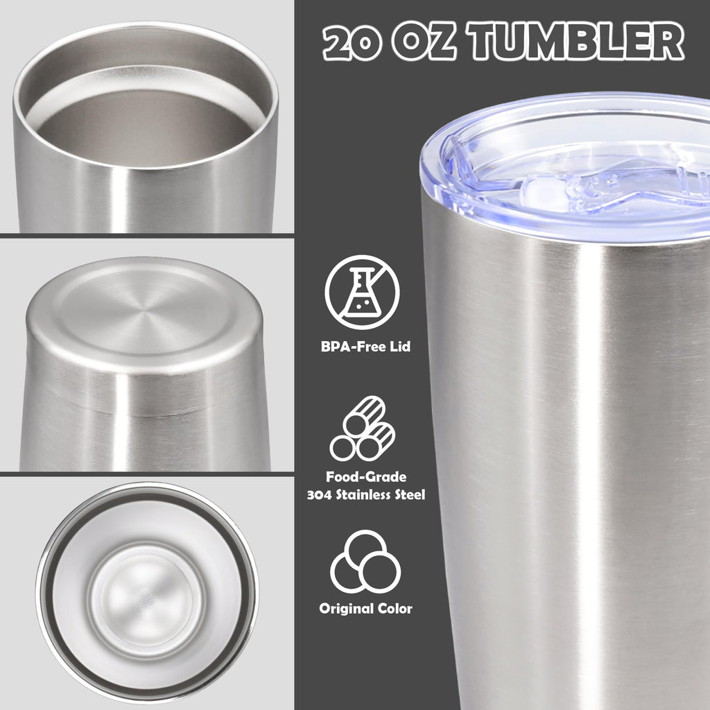 AUWBON 20oz Tumbler Stainless Steel Tumbler Coffee Tumbler with Lid SS, 1P