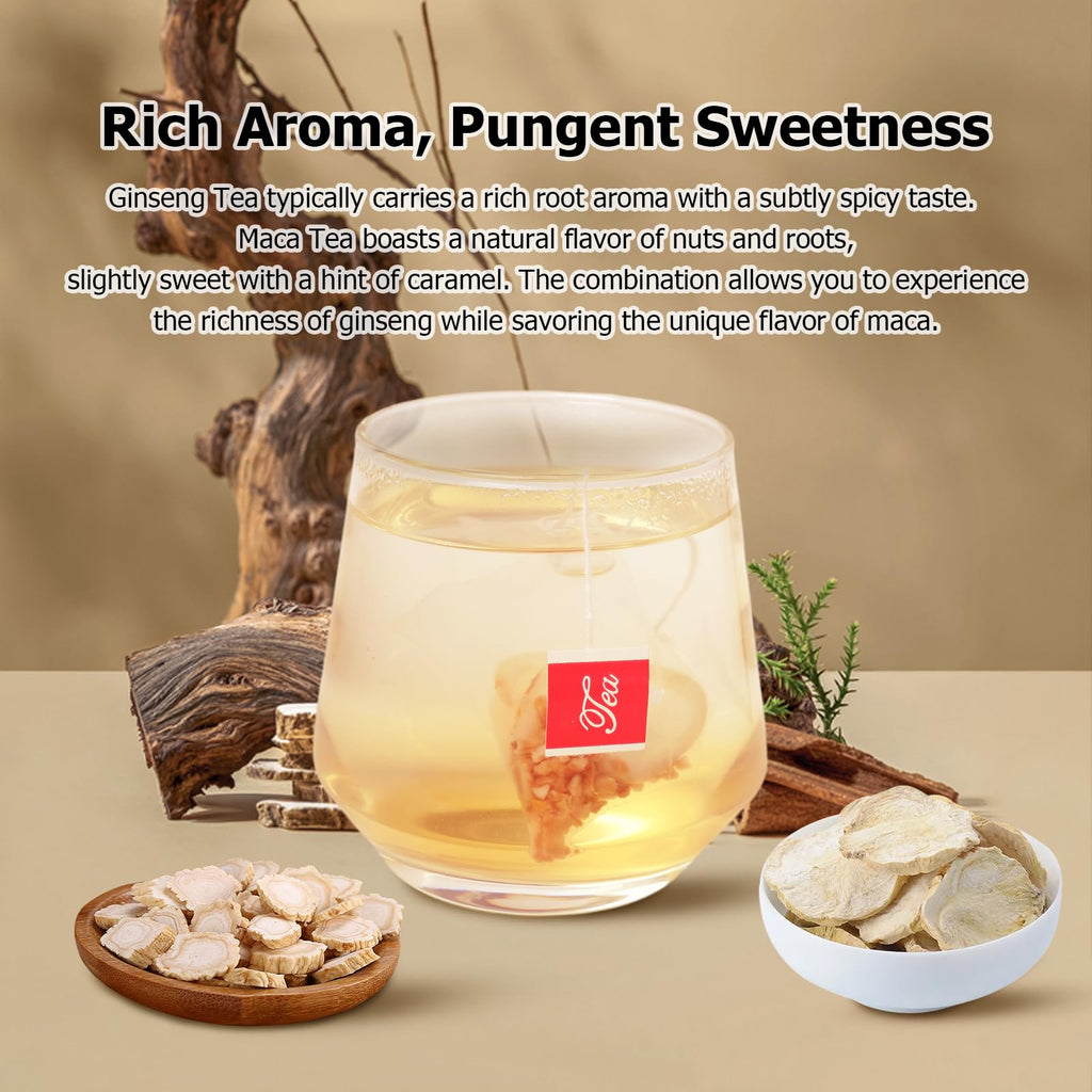 HANFANGLING Ginseng Maca Tea, Natural and Health, Caffeine-Free Herbal Tea,20 Tea Bags,1.41oz