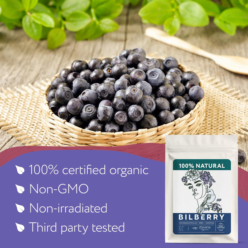Wild Bilberry Fruit 4 oz. - Bilberry Tea - Antioxidant Support, Immunity