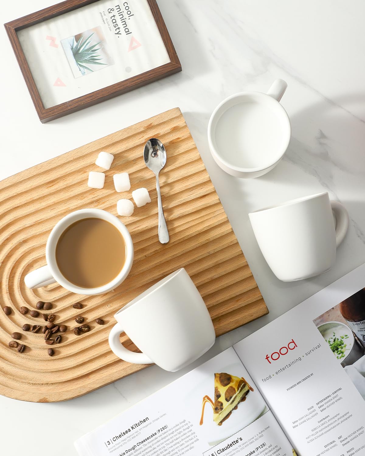 HASENSE Ceramic Espresso Cups Set, 4 Pack White Coffee Cups, Mini Latte Cappuccino Cups with Handle, Stackable Thick Porcelain Demitasse Cups, Suit for Espresso Machine and Coffee Maker, White