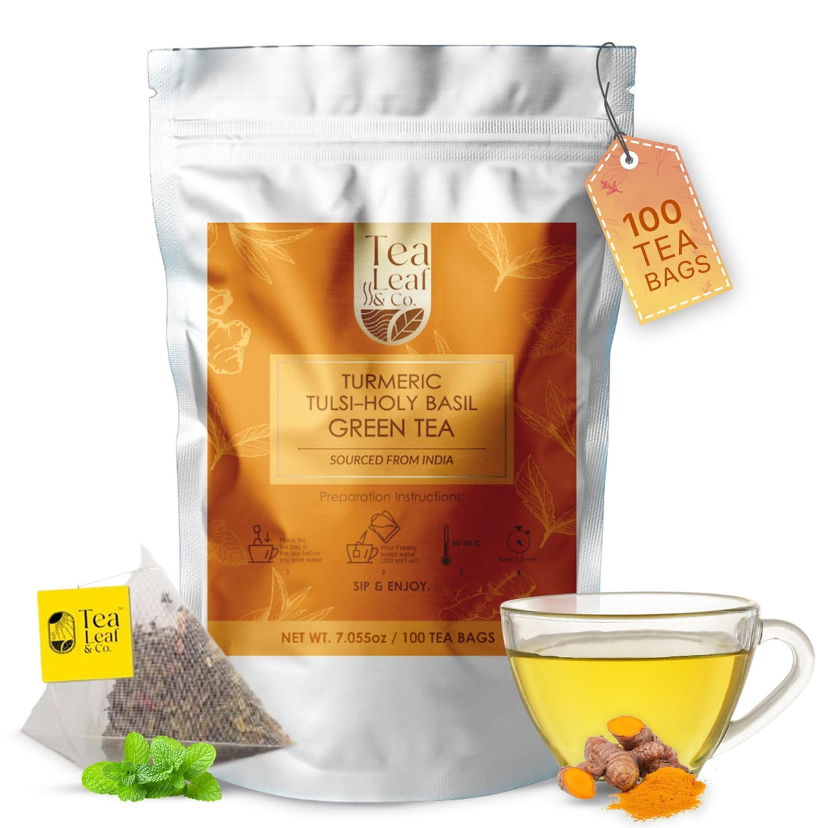 Sweet Hibiscus Cinnamon Green Tea (3.5oz), Natural Herbal Infusion, 50 Bags