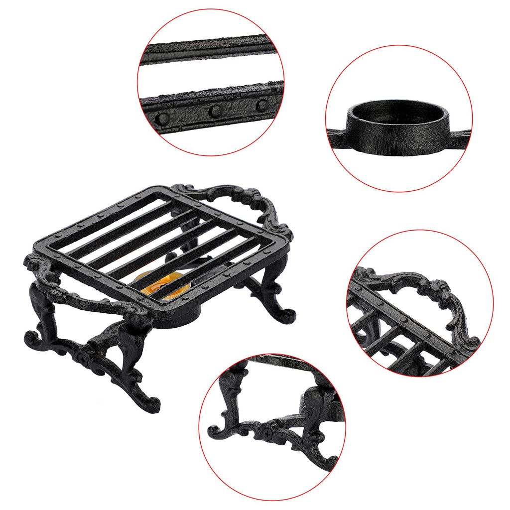 Sumnacon Tea Warmer Cast Iron Tea Pot Warmer with Tealight Candle Holder Sturdy Functional Teapot Warmer Stand for Office Party or Desk RetroTea Pot Heater for Heating Milk,Tea,Coffee,Food