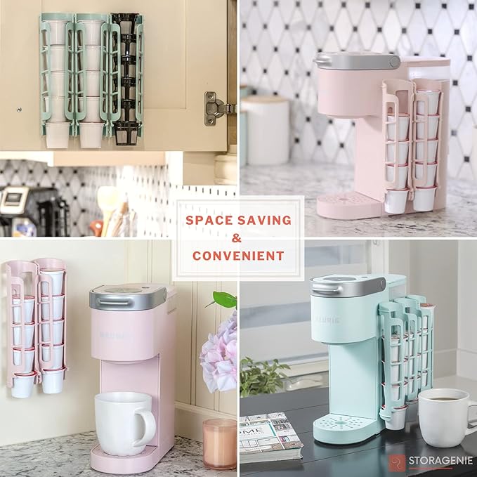 STORAGENIE Coffee Pod Holder for Keurig K-cup, Side Mount K Cup Storage, Perfect for Small Counters(Pink)