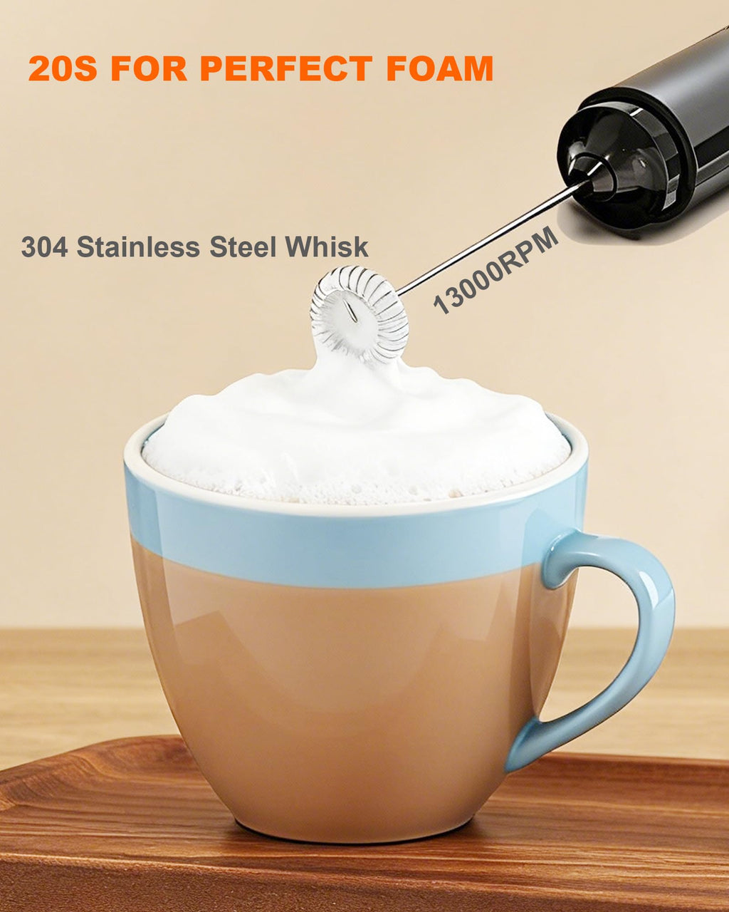 Soenglyun Electric Milk Frother Handheld Foam Maker, Black