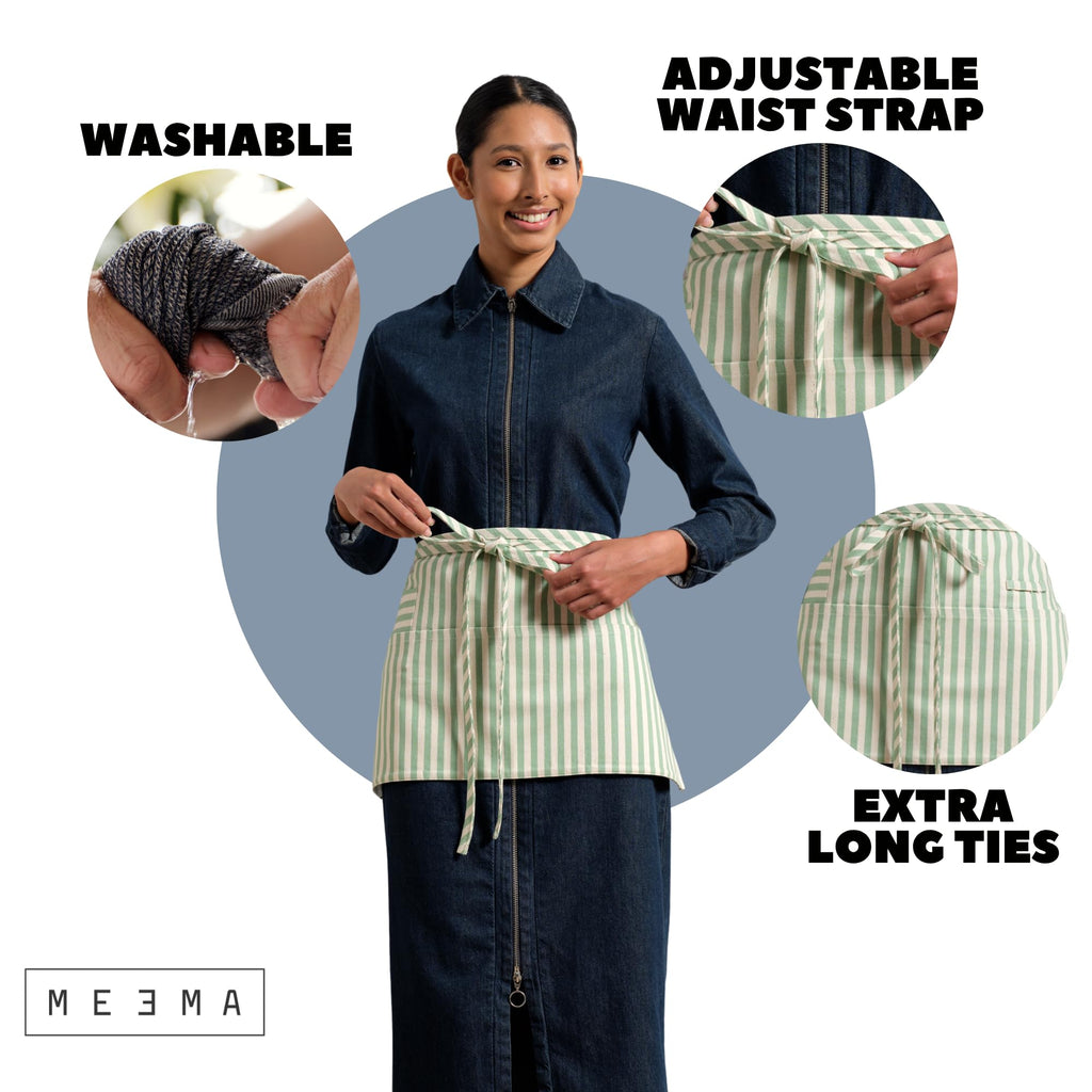 MEEMA Chef Waist Aprons for Women with Pockets, Adjustable Cooking Aprons