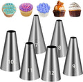 Suuker Round Hole Piping Tips Set, 6 Pieces Stainless Steel Small Piping Tips, Pastry Icing Dispensers Supplies, Cupcake Tips for Frosting, Baking, Cake Writing Icing