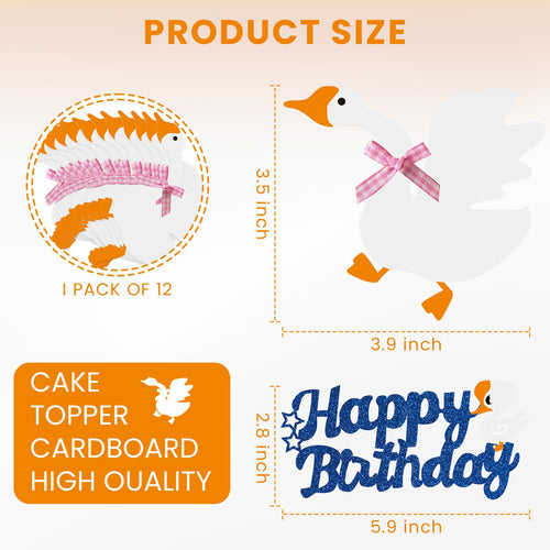 12PCS Silly Goose Cupcake Toppers, Funny Goose Birthday Decorations Silly Goose Baby Shower Theme Decorations Party Supplies for Baby Boy Girls Birthday Party Supplies
