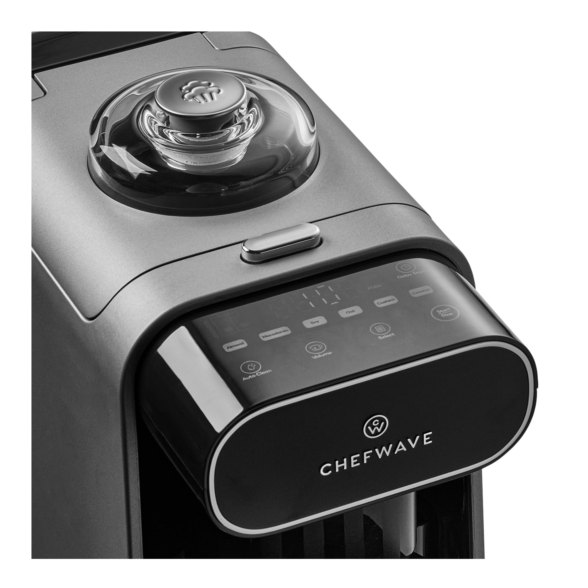 ChefWave Milkmade Soy Milk Maker 6-in-1 Vegan Plant-Based Milk Machine with Auto Clean, and Delay Start, Almond, Oat, Soy, Cashew, Coconut, Macadamia Milk Maker with Nut Platter (Silver/Black)