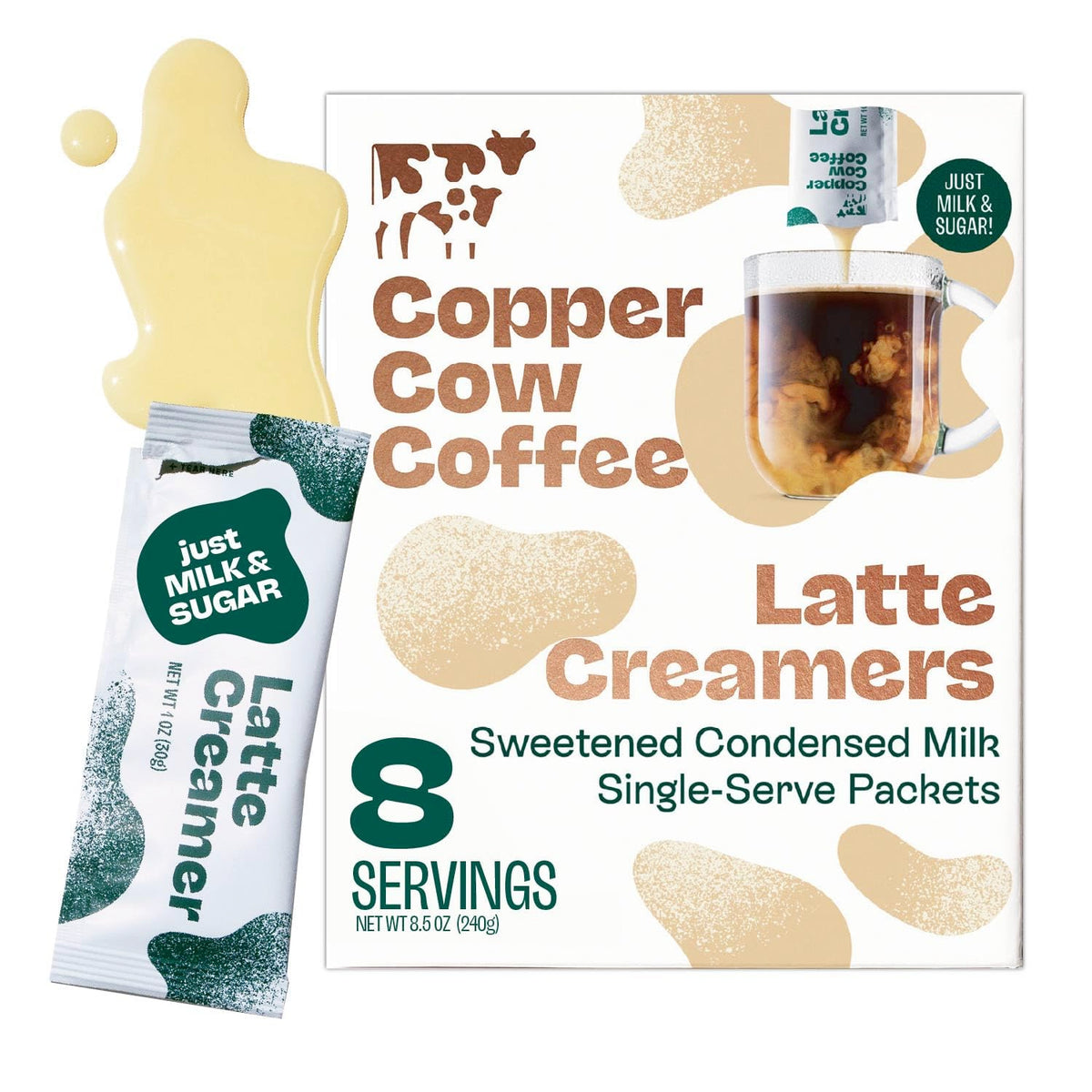 Copper Cow Coffee Sweetened Condensed Milk Coffee Creamers Singles 25pk