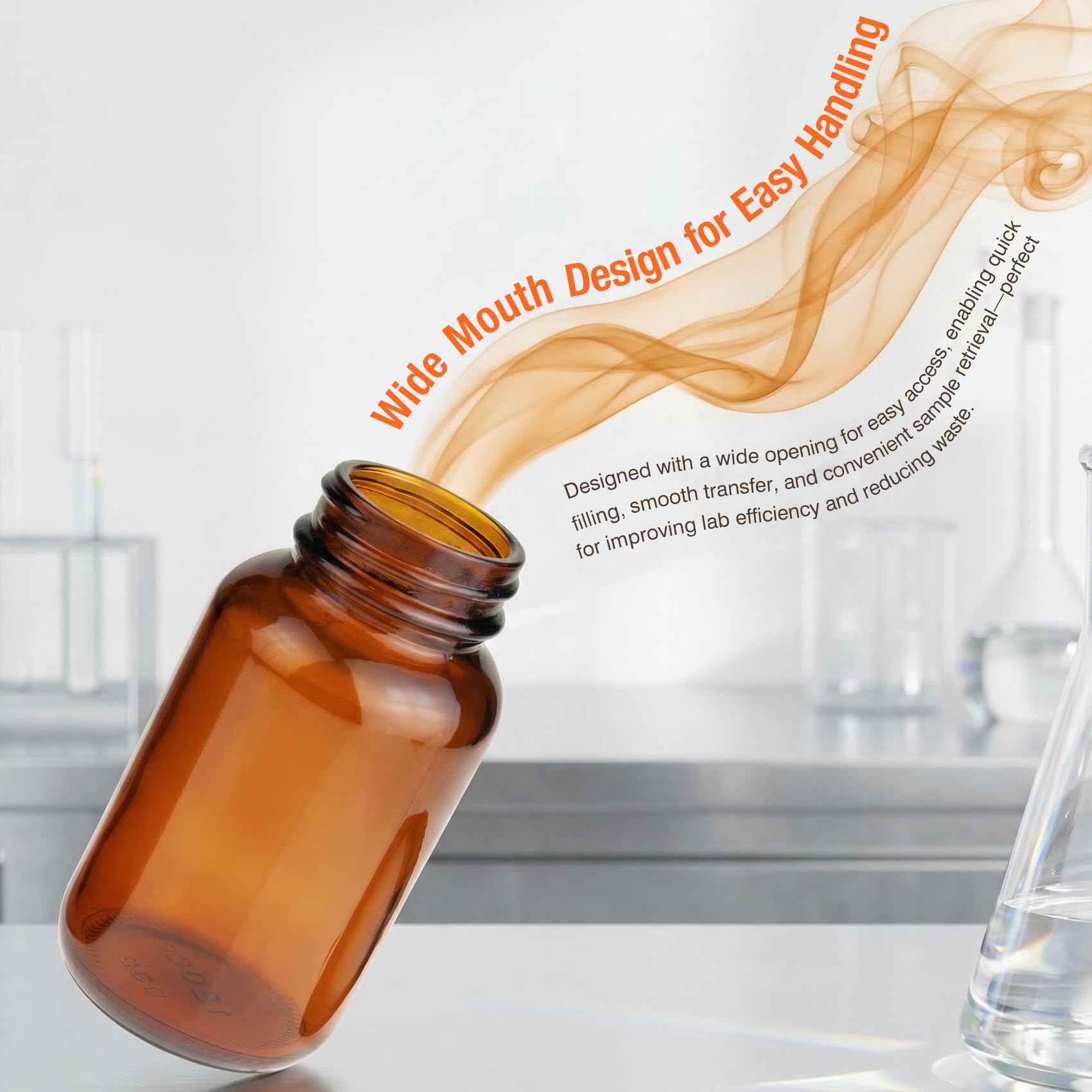 PEKYBIO 24 Pack Amber Glass Wide Mouth Packer Bottle, 120ml (4oz) Capacity with Black Screw Cap for Essential Oils, Laboratory, Sample Storage, Spices, Jewelry
