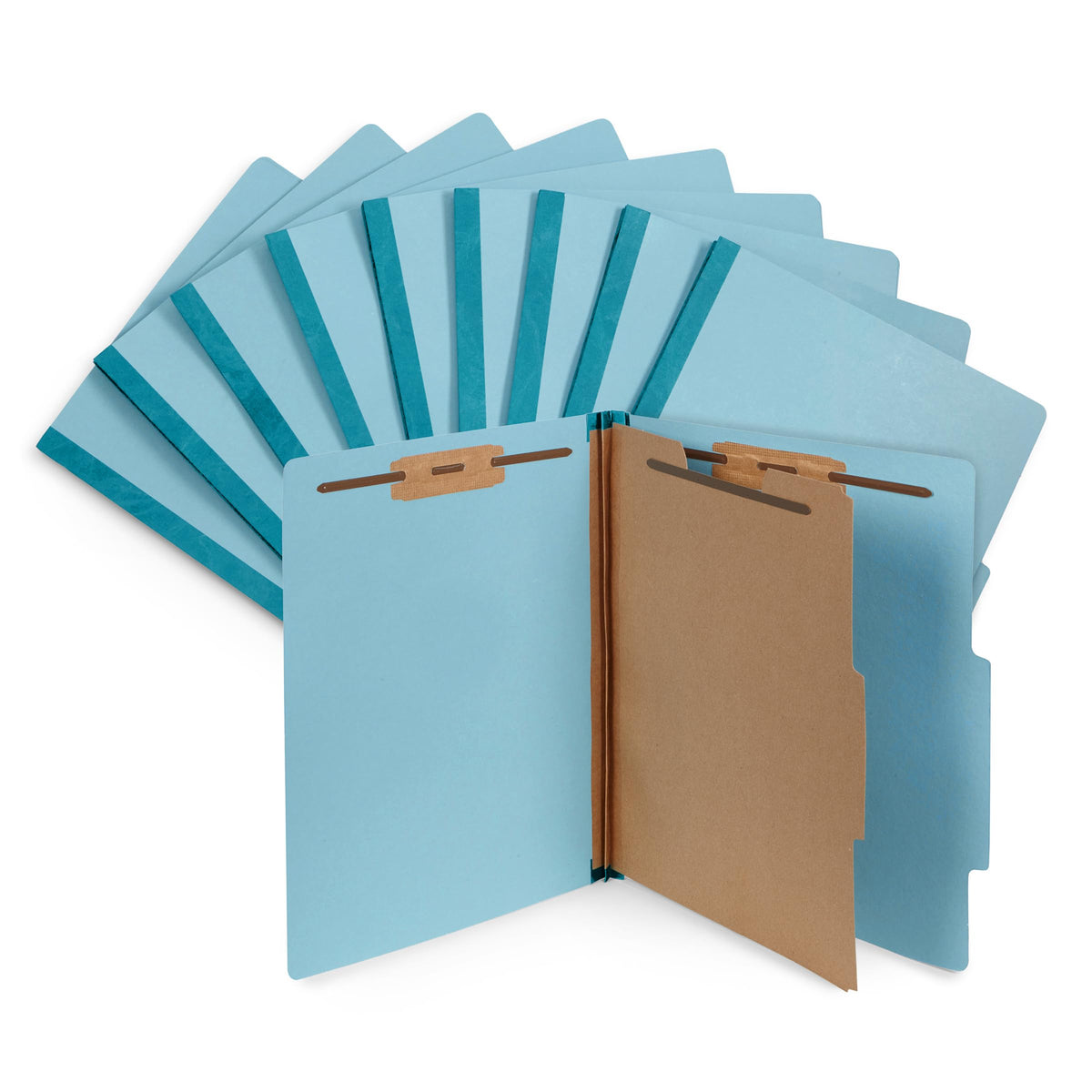 Blue Summit Supplies 10 Classification Folders, 1 Divider, Light Blue